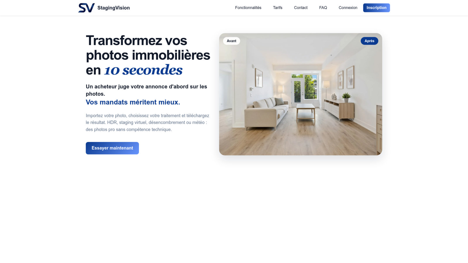 Présentation StagingVision pour transformer des photos immobilières en dix secondes